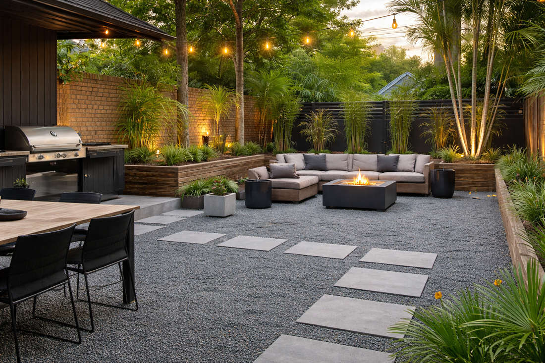 entertaining area using ezyhex and gravel