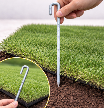 200mm Reinforced Galvanised Ground Pins - Multi-Use Stakes